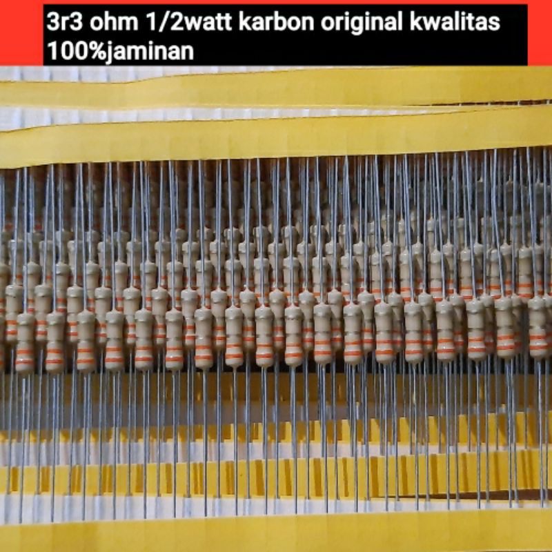 Jual Resistor 3r3 ohm 1/2 watt Karbon harga per 10pcs | Shopee Indonesia