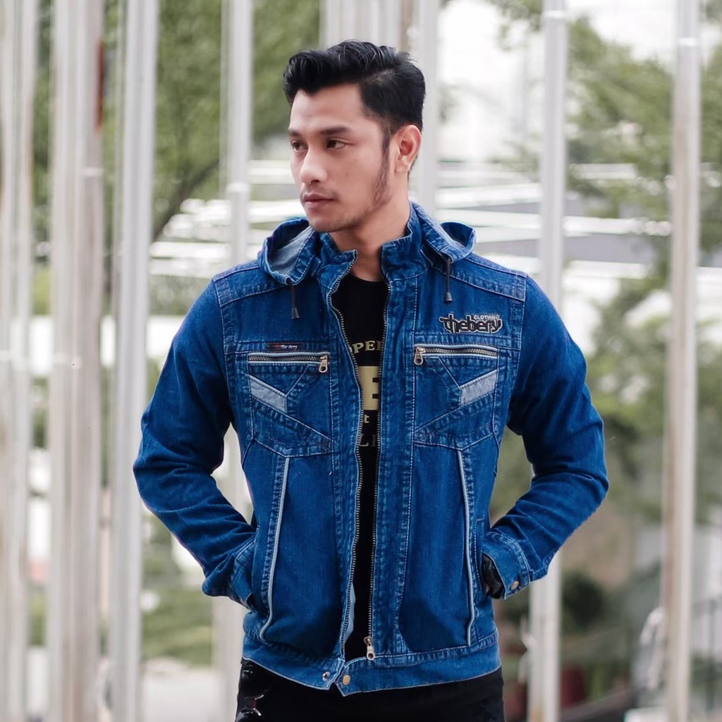 Jaket sales denim hoodie