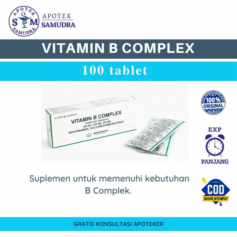 Jual VIT B COMPLEX NOVAPHARIN Tablet - BOX Isi 100 Tablet Vitamin ...