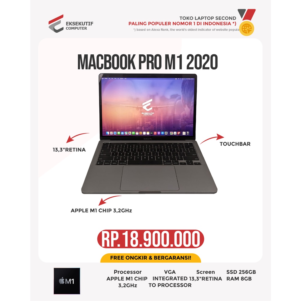 Apple M1 Myda2 Jual LAPTOP MACBOOK M1 MYDA2 RAM 8GB SSD 256GB