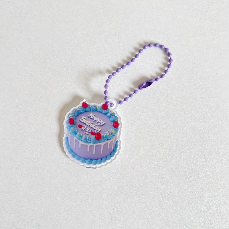 Jual (winteur) BIRTHDAY CAKE KEYCHAIN Deco stickers for journaling kpop ...