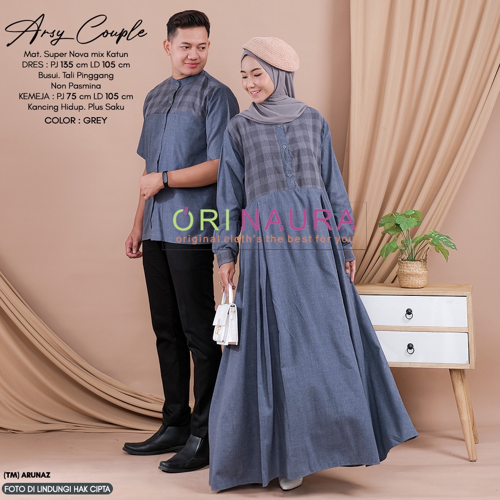 Jual Baju Couple Muslim// Arsy Couple by Ori Naura // Laluna Couple Set