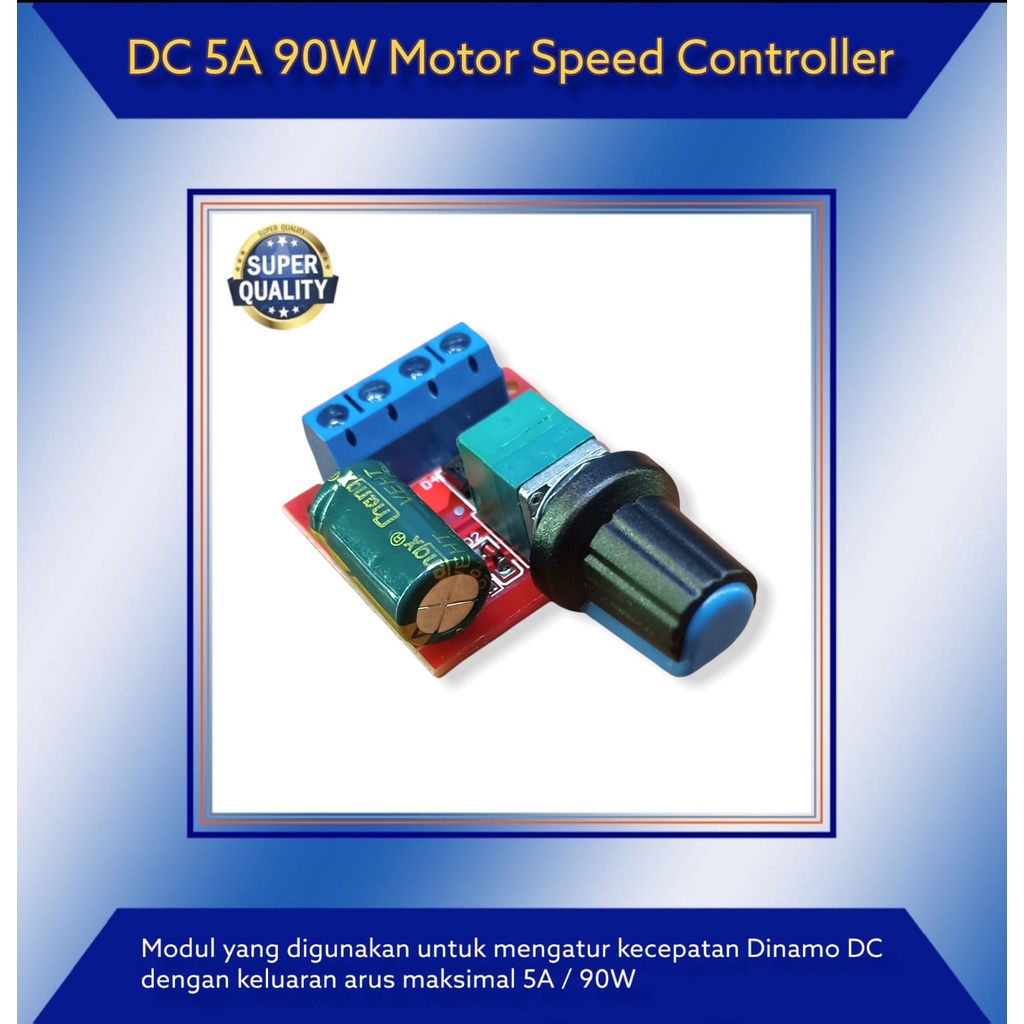 Jual Dimmer DC / Motor Speed Controller Mini 5A 90W PWM 5-28V DC-DC ...