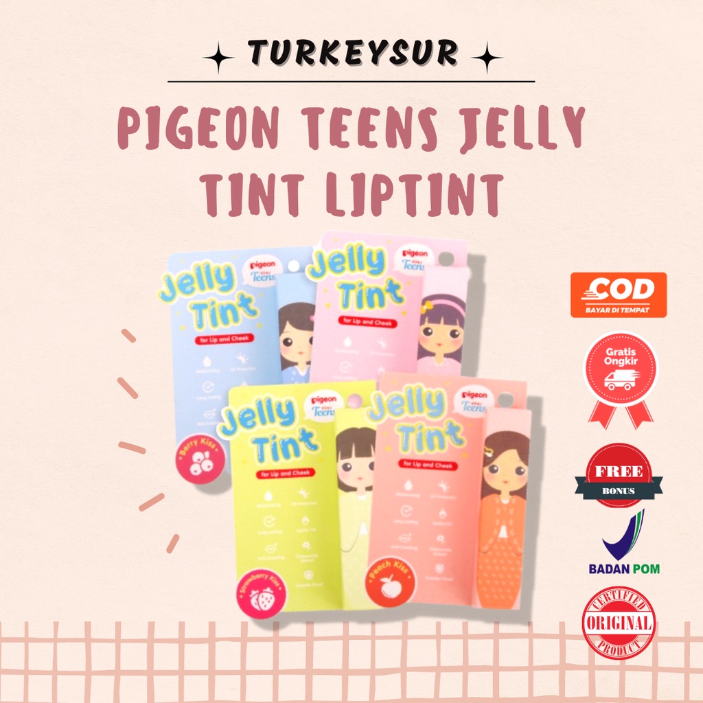 Jual PIGEON Teens Jelly Tint Liptint Lip Tint Cherry Peach Strawberry Berry Kiss Pigeon Teens