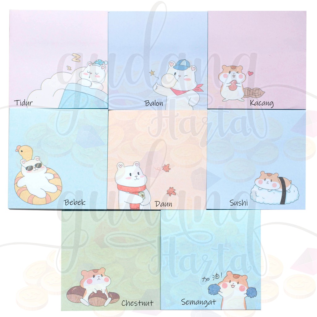 Jual Sticky Notes Hamster Beruang Bear Lucu Memo Unik Note GH 301265 ...