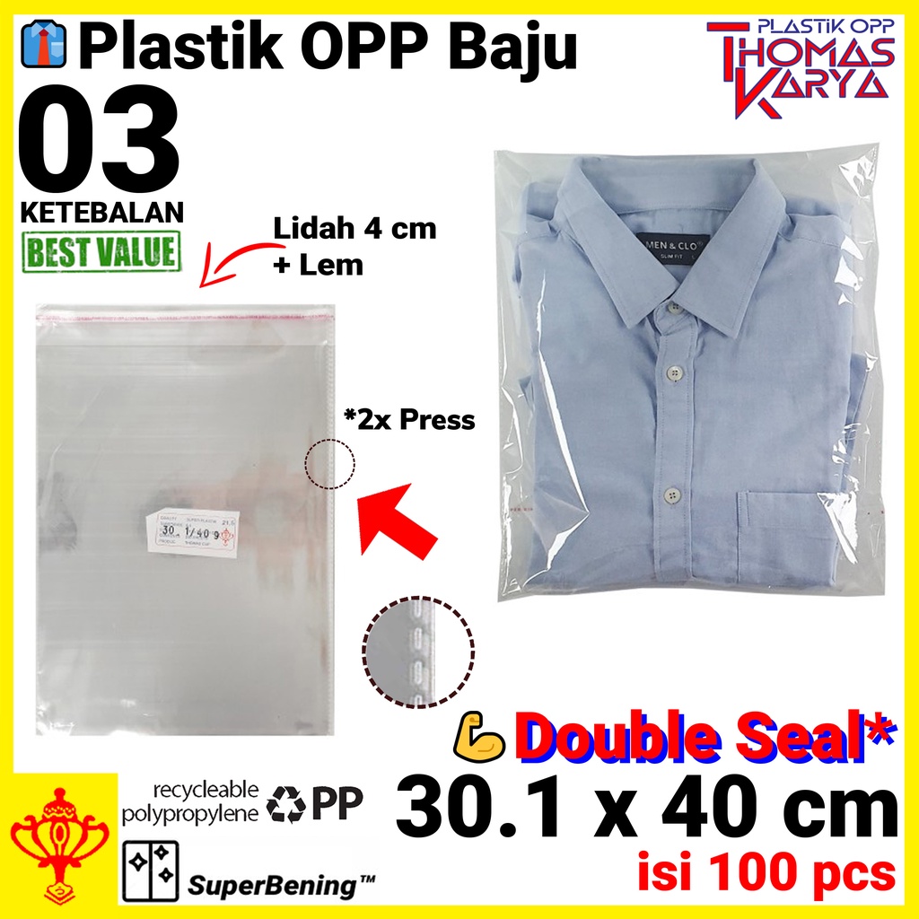 Jual Kantong Plastik Opp Baju 30x40 Double Seal Isi 100 Packing Tebal Seal Lem Shopee Indonesia 2798