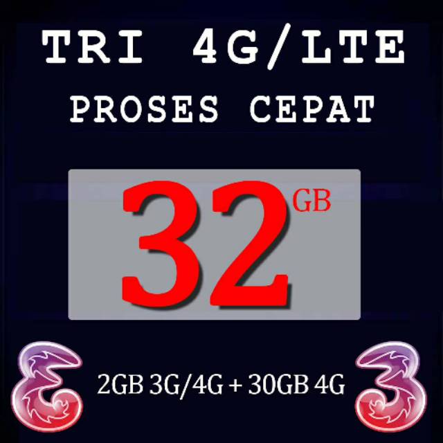 Jual Paket Data Tri 32GB INJEK | Shopee Indonesia