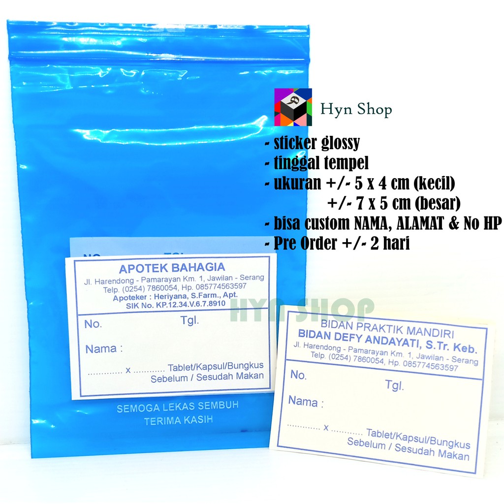 Jual STICKER/ETIKET PLASTIK KLIP OBAT ISI 100 PCS PREMIUM TAHAN AIR ...