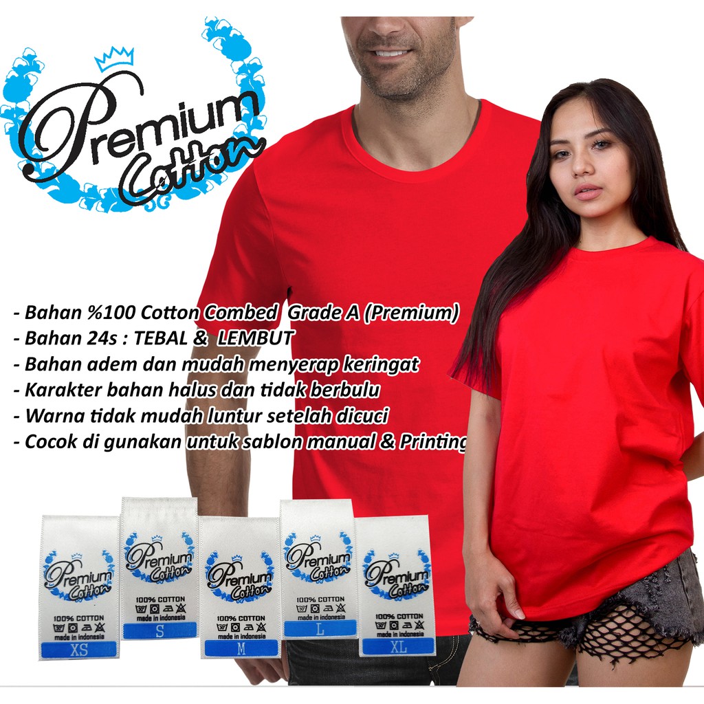 Jual Kaos Polos Katun Premium 24s Merah Cabe / Kaos Polos Lengan Pendek ...