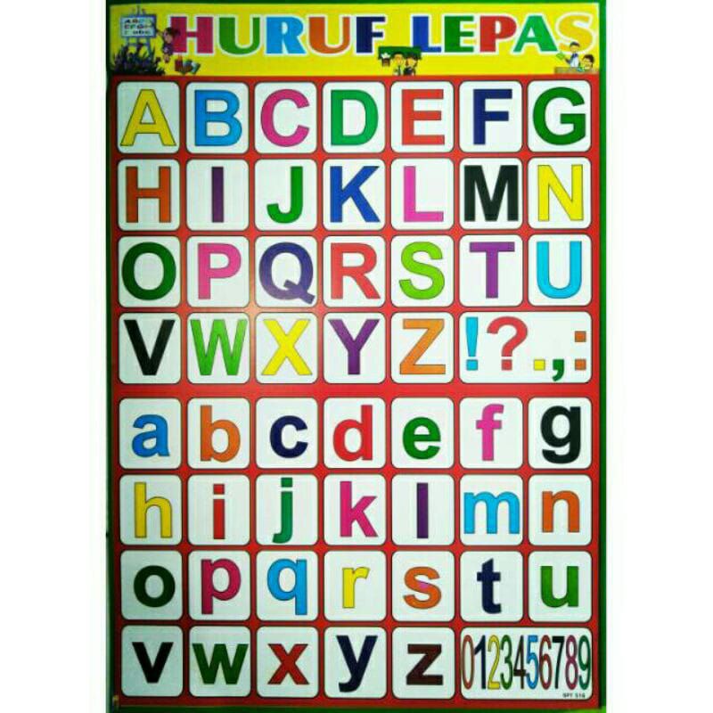 Jual Poster Edukasi Anak Huruf ABC Angka Hijaiyah Hewan Buah Sayur ...