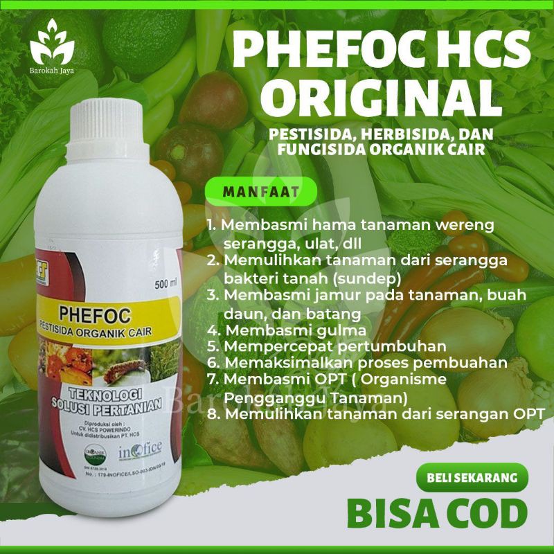 Jual Pestisida Herbisida Fungisida Organik Cair Phefoc Hcs Obat Hama Untuk Semua Tanaman 500 Ml 8510