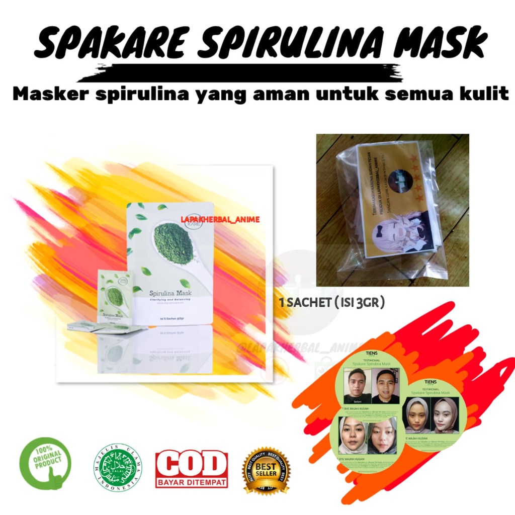 Jual Spakare Spirulina Mask 1 sachet original cocok untuk semua kulit ...
