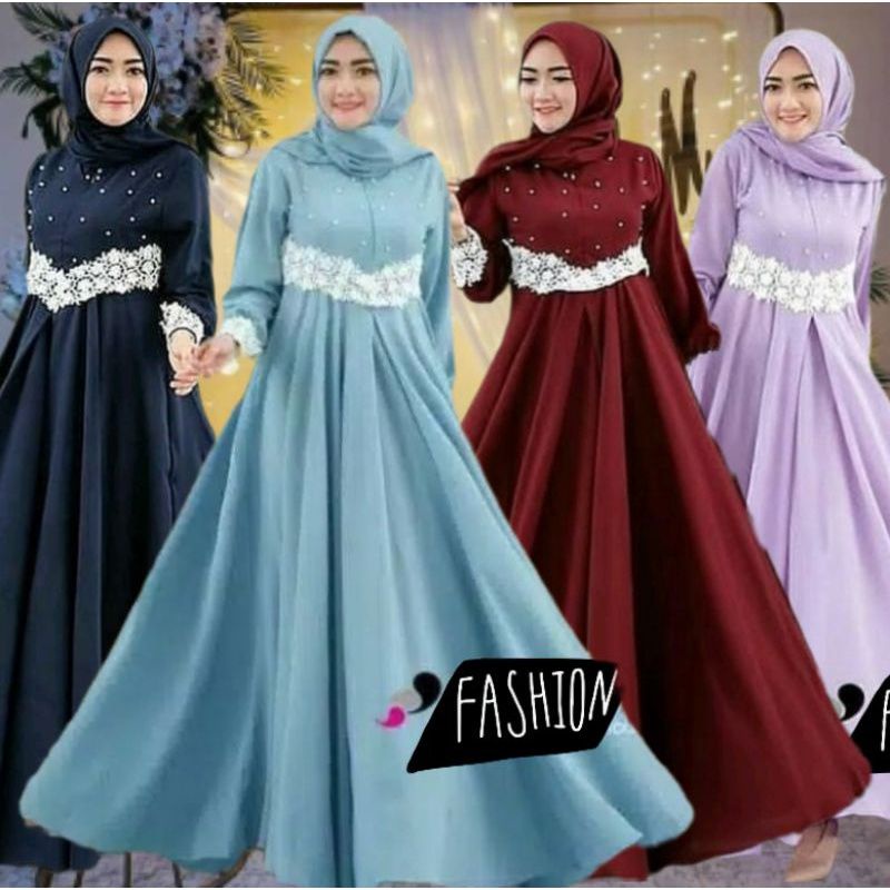 Jual Baju Gamis Perempuan Dewasa Pesta Kondangan Mewah Kekinian Remaja ...