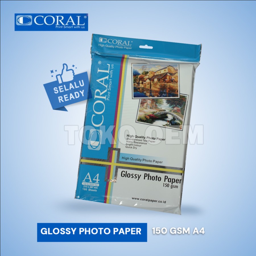 Jual CORAL GLOSSY PAPER 150 GSM A4 (100 lembar) Shopee Indonesia