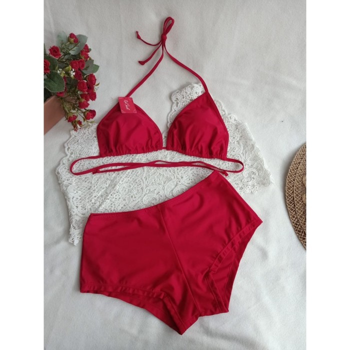 Jual DISKON!! BK 3302.X03 MERAH - BIKINI PANTAI BRA SEGITIGA CELANA ...