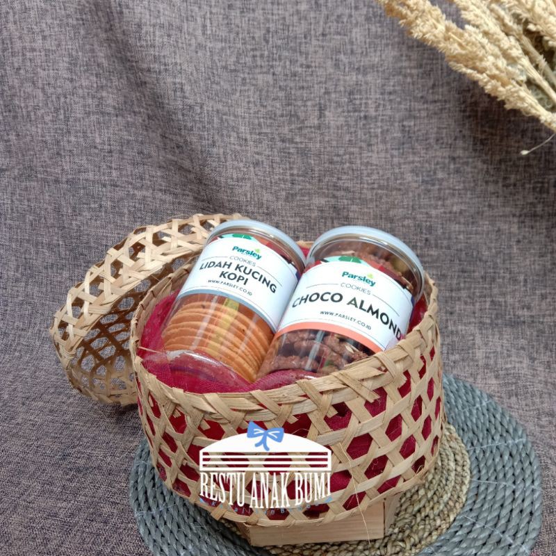 Jual (B107) Toples Bambu Hexagonal d 23cm|Wadah Hampers|Tempat Hantaran ...