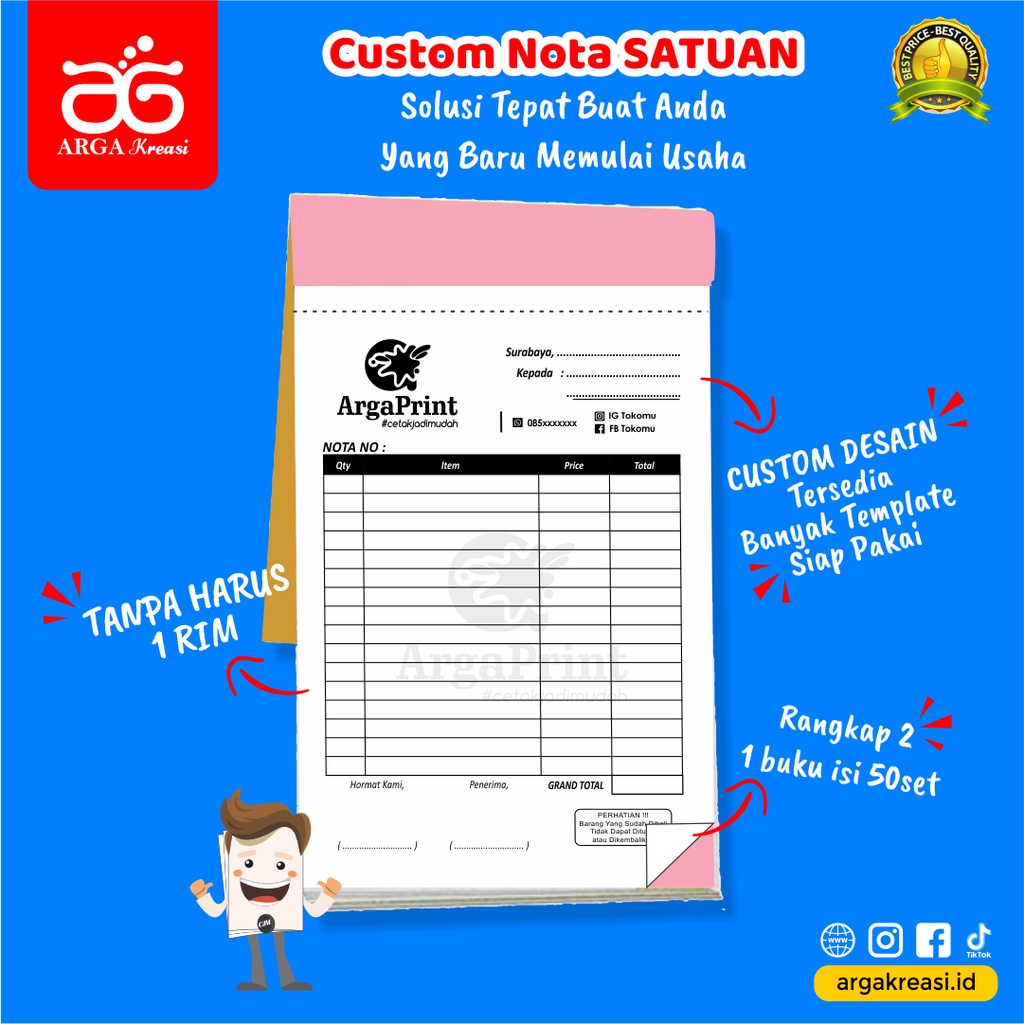 Jual Cetak Nota Satuan Custom 14 F4 Kertas Ncr Rangkap 2 Untuk Nota Olshop Bon Toko 3935