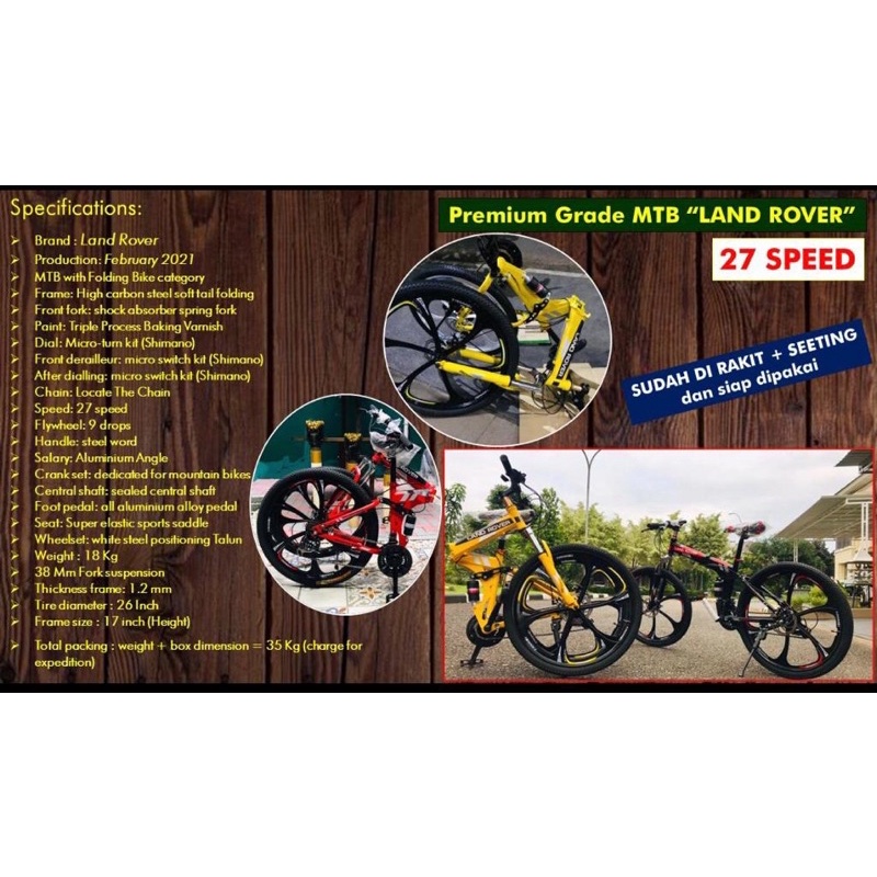 Jual Sepeda lipat mountain bike Mtb gunung land rover | Shopee Indonesia