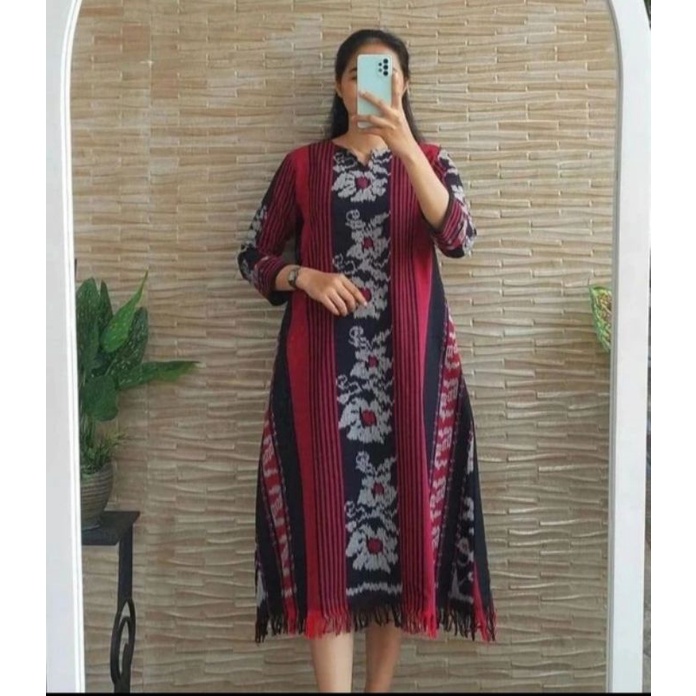 Jual dress tenun rumbai - dress tenun kekinian - dress tenun modern ...