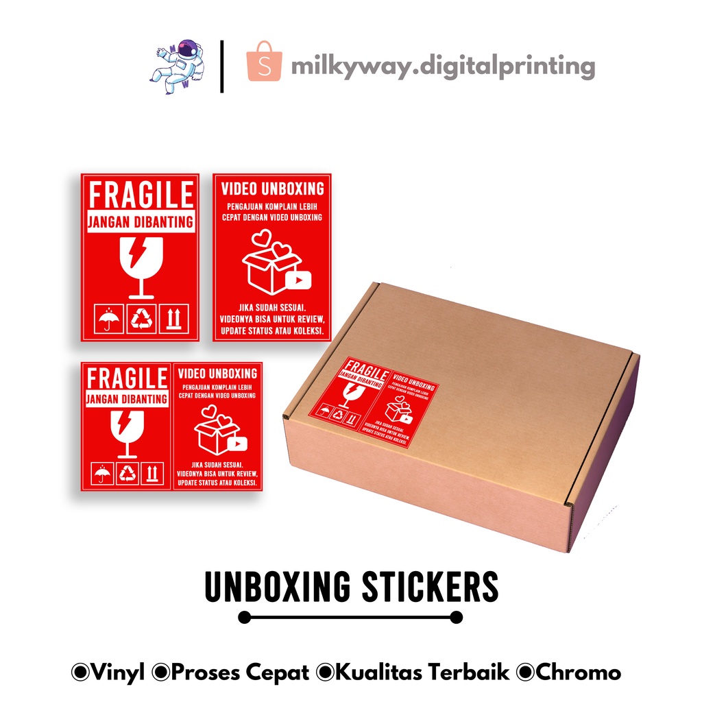 Jual 100pcs Stiker Fragile Sticker Unboxing Stiker Label Sticker