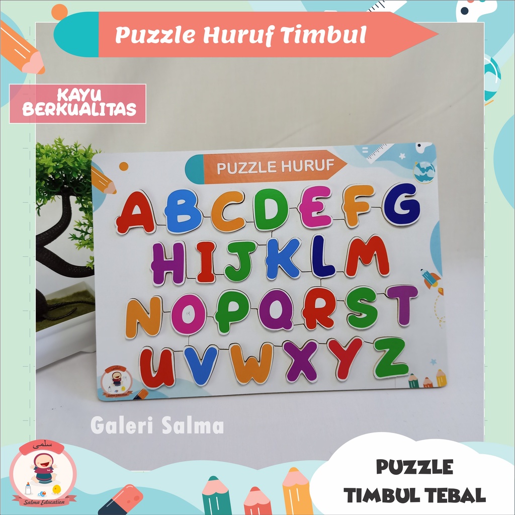 Jual Puzzle Chunky Alfabet Puzzle Huruf Puzzle Kayu Timbul Alfabet ABC ...