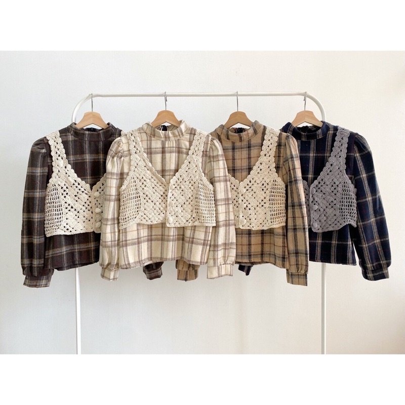 Jual SALE!!!!ATASAN 2IN1 ROMPI RAJUT IMPORT BKK KEMEJA FLANEL + RAJUT ...