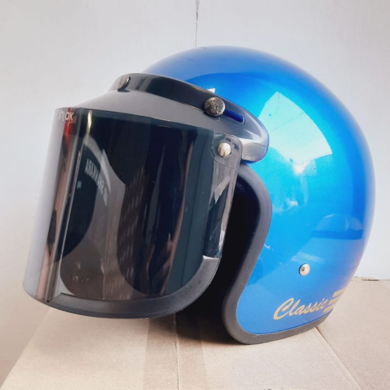 Jual Helm Bogo Retro Clasic Dewasa Pria Dan Wanita Helm Bogo Dewasa Kaca Flat Datar Sni