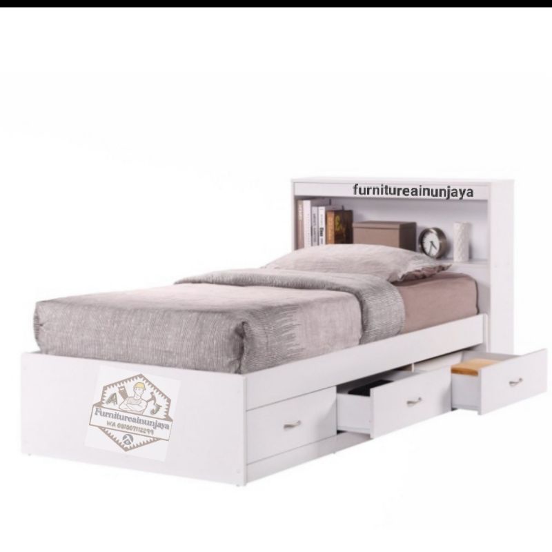 Jual dipan tempat tidur single bed+3 laci size 120x200cm Shopee Indonesia
