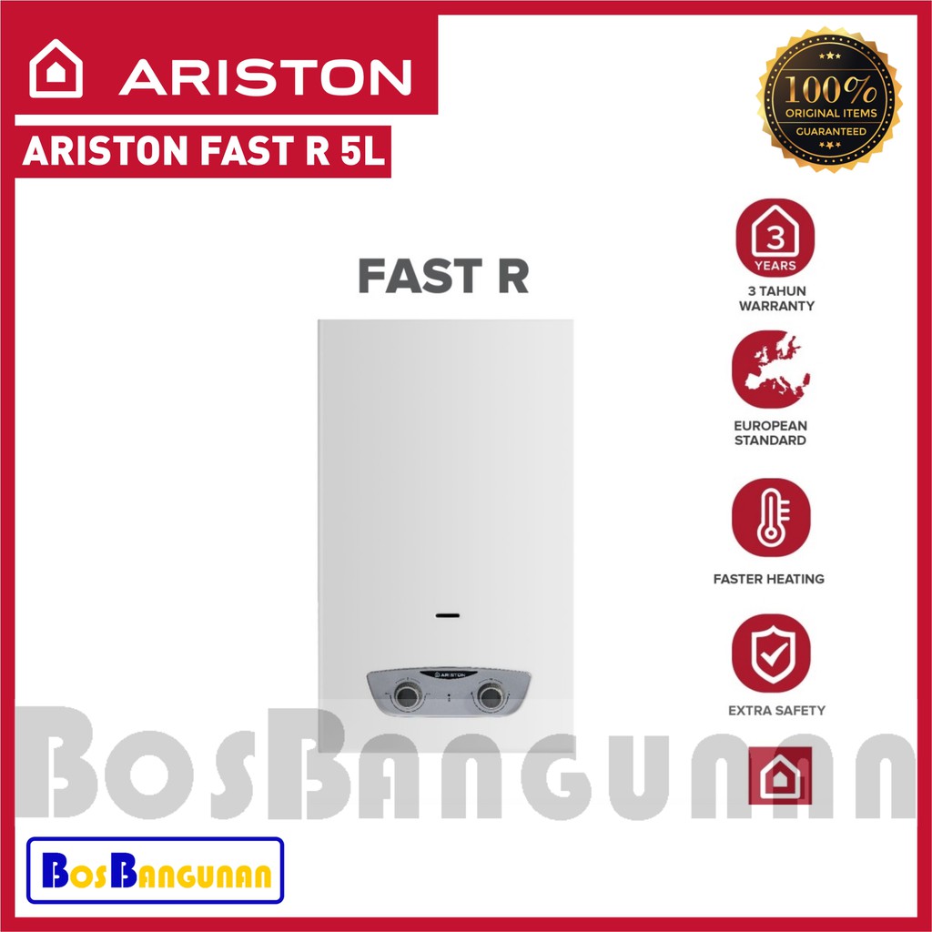 Jual Water Heater Gas ARISTON Fast R 5 LITER / Pemanas Air Gas / WATER