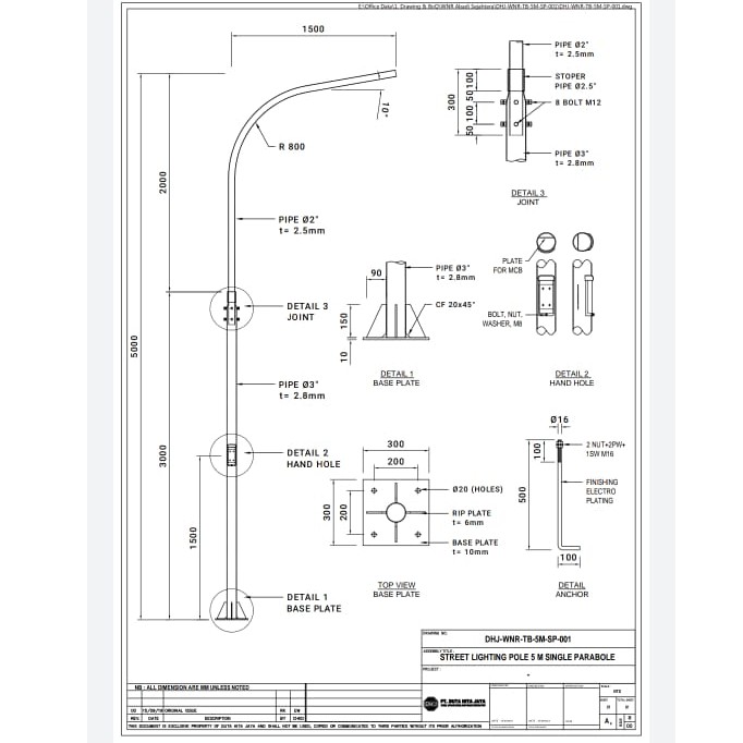 Jual Tiang Lampu Pju Oktagonal Single Parabole 5 6 7 8 9 Meter Terdekat