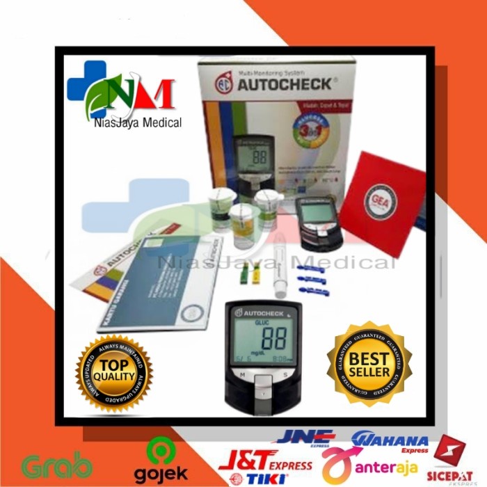 Jual alat autocheck 3 in 1- alat cek glucose, cholestrol,asam urat ...