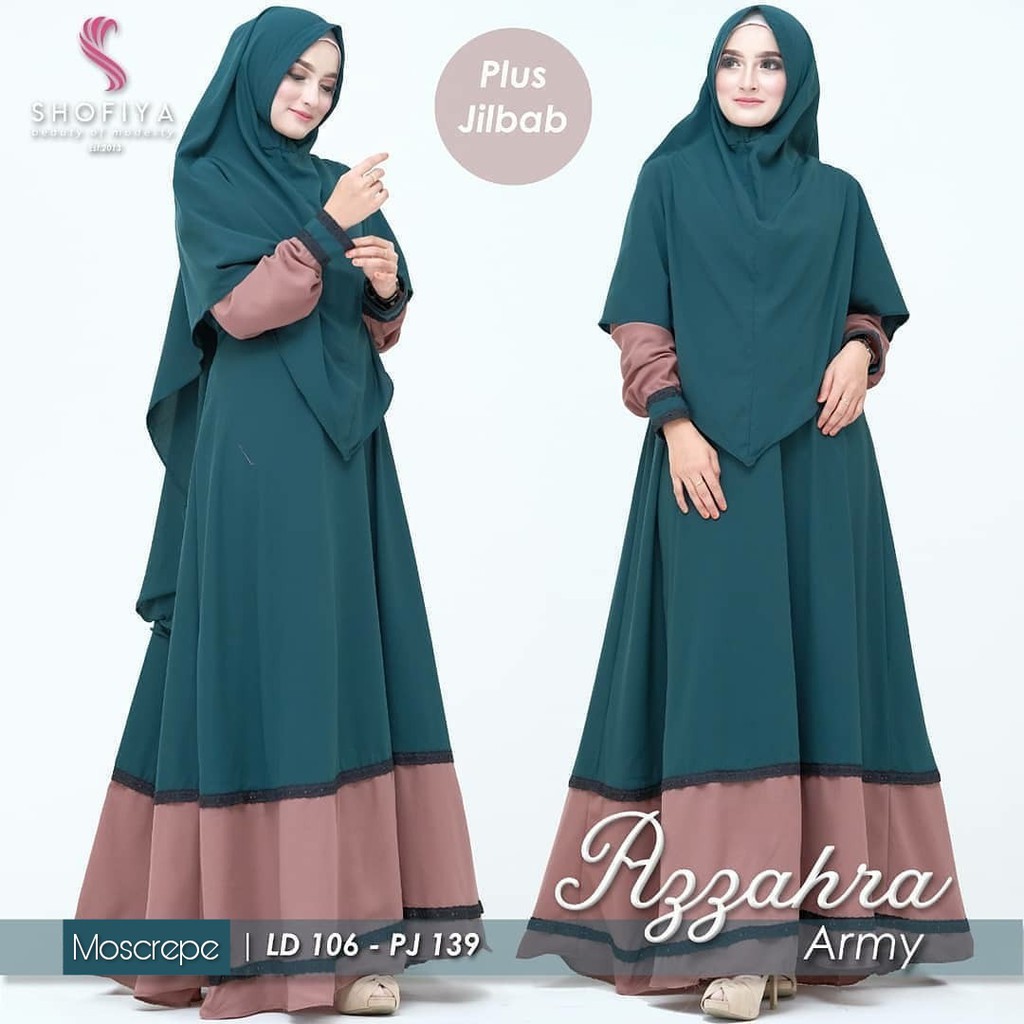 Jual GAMIS AZZAHRA PREMIUM FULL SET Baju Gamis Wanita Terbaru