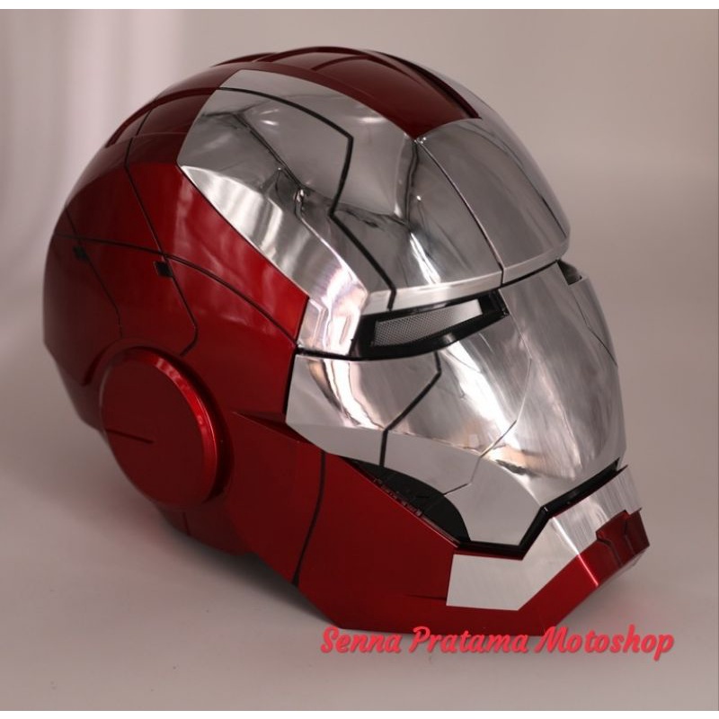 helmet iron man untuk dijual Iron-Man MK5 Silver Motorized Cosplay Helmet, Voice, Touch & Remote Control This state Helm Iron Man Asli -