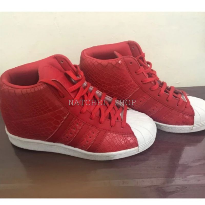Jual Preloved adidas Superstar Up Red Wedges | Shopee Indonesia