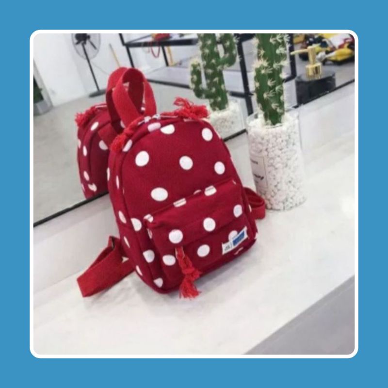Jual TAS RANSEL MINI ANAK / WANITA MOTIF POLKADOT KANVAS FASHION ...