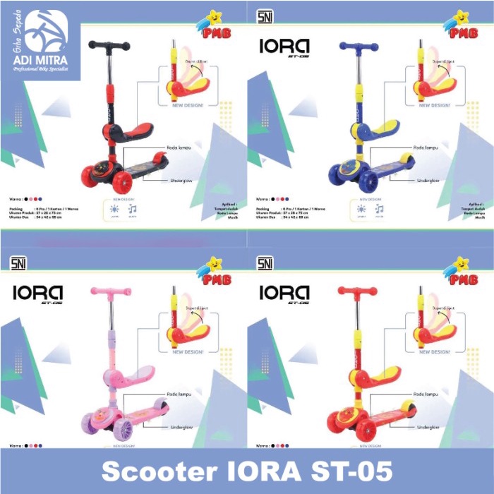 Jual PMB Scooter IORA ST-05 Mainan Skuter Anak Roda 3 Multifungsi ...