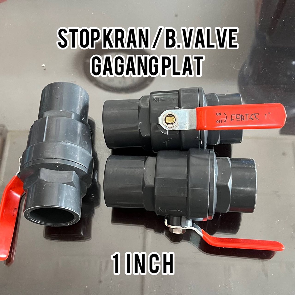 Jual Stop Kran Ball Valve Pvc Gagang Plat Besi Ukuran 1 Inch Stop