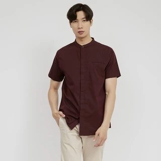 M231 Kemeja Pria Shanghai Polos Pendek Maroon 1972F