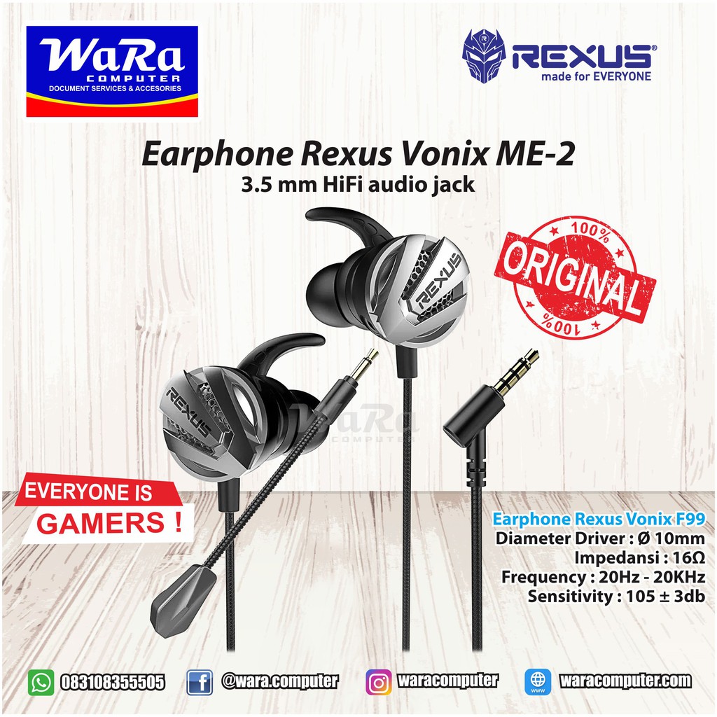 Jual Gaming Earphone Rexus Vonix ME 2 ORIGINAL Shopee Indonesia