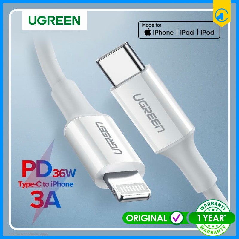 Jual Ugreen 10493 Usb Type C To Lightning Cable 18watt Power Delivery 1m Shopee Indonesia 9265