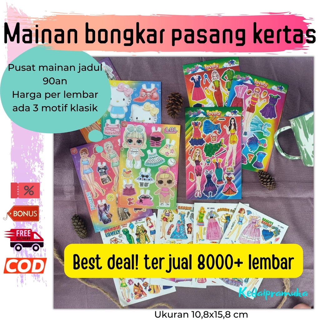 Jual Mainan Bongkar Pasang Kertas / Paper Dolls Mainan Kertas / Boneka