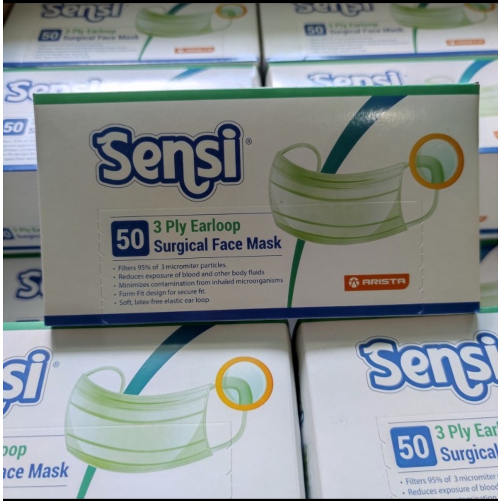 Jual Masker Sensi Earloop dan Headloop Medis 3ply isi 50 Sensi Face