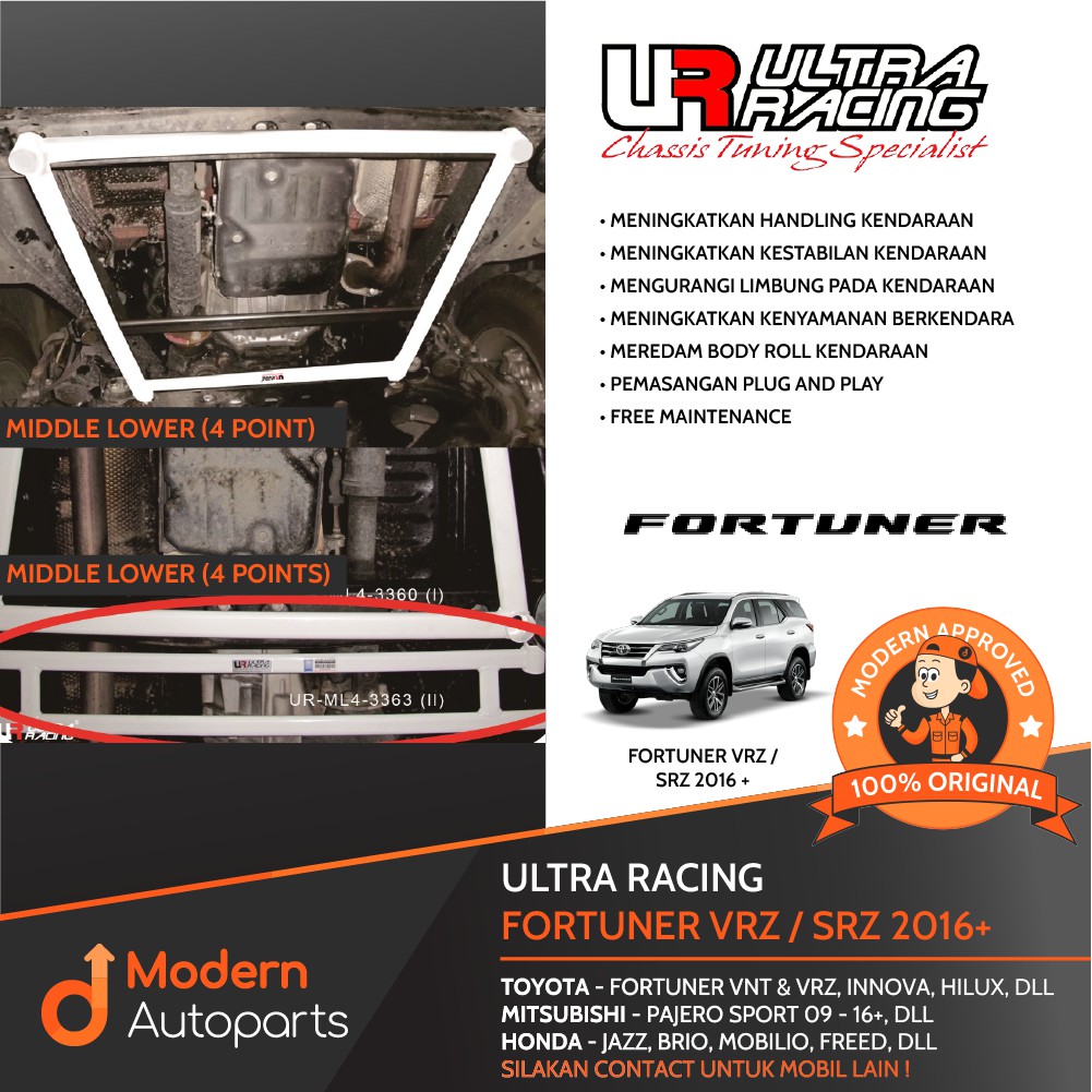 Jual PAKET Stabilizer Ultra Racing Fortuner VRZ Middle Lower 2 & 4 ...