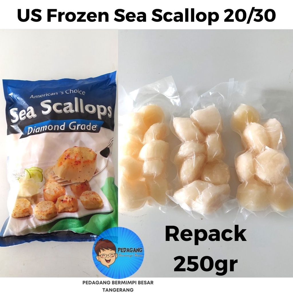 Jual [REPACK 250gr] US SEA SCALLOP 20/30 JUMBO WILD CAUGHT DIAMOND ...