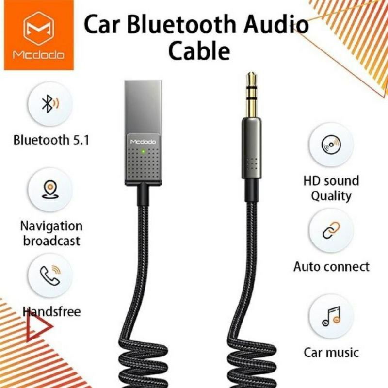 Jual MCDODO CA8700 Car Wireless Bluetooth Receiver BT5.1 Usb To Aux 3