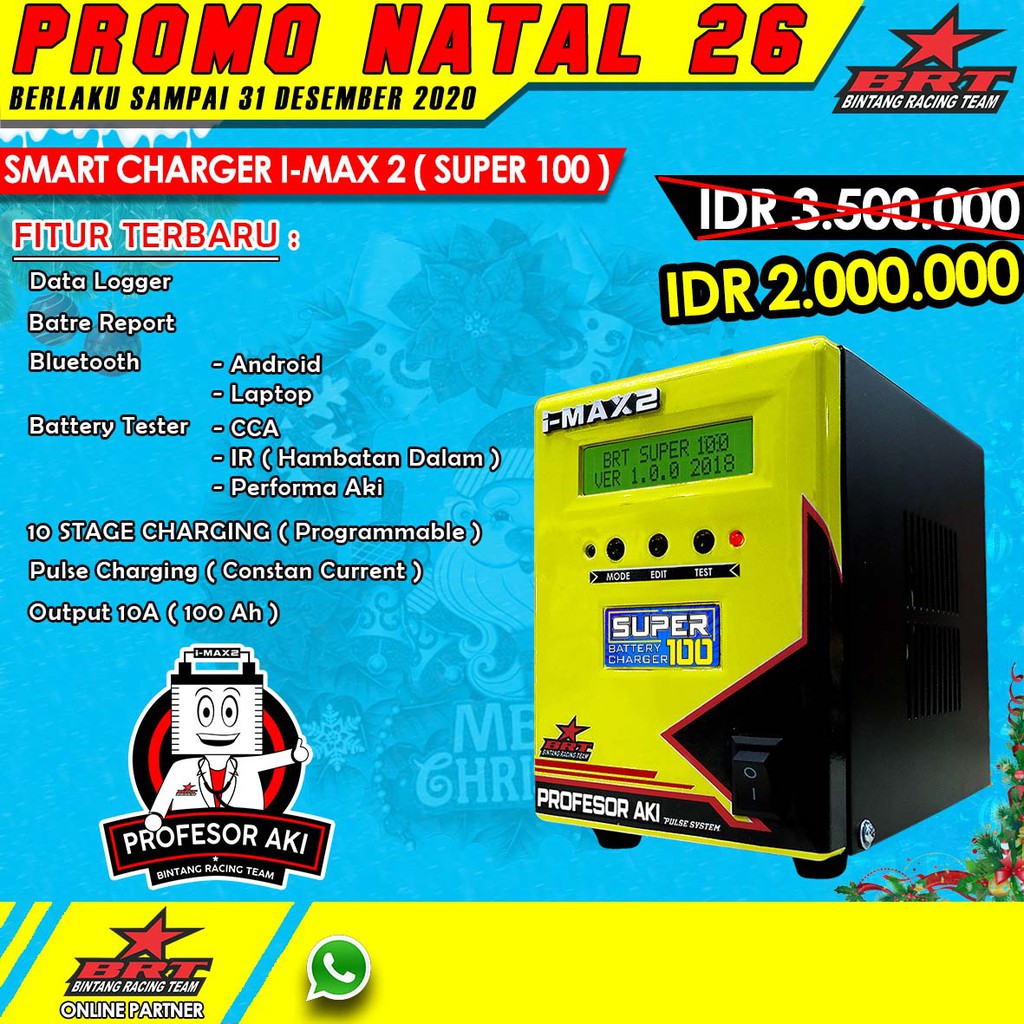 Jual Cas Aki Mobil 100A - Smart Charger Digital Imax 2 Super BRT