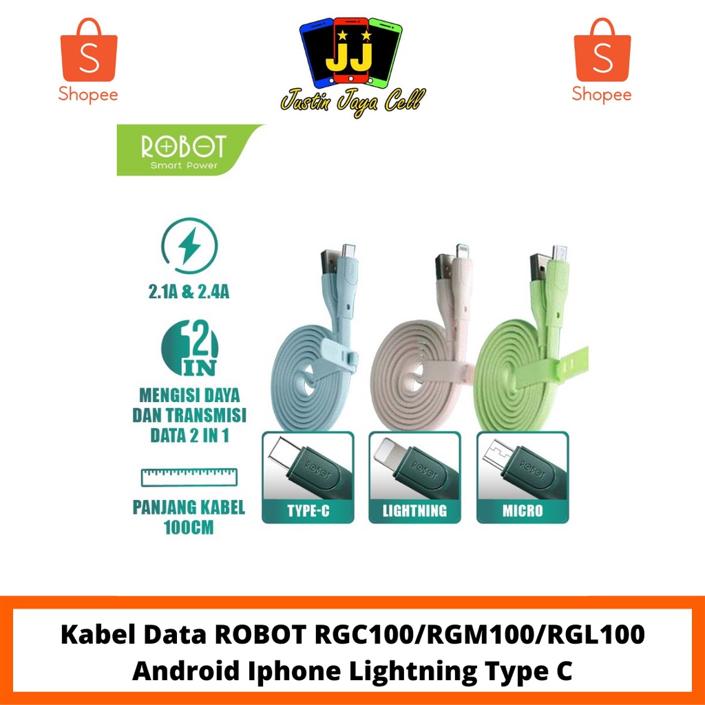 Jual Kabel Data Robot Rgc Rgm Rgl Android Iphone Lightning Type C Shopee Indonesia