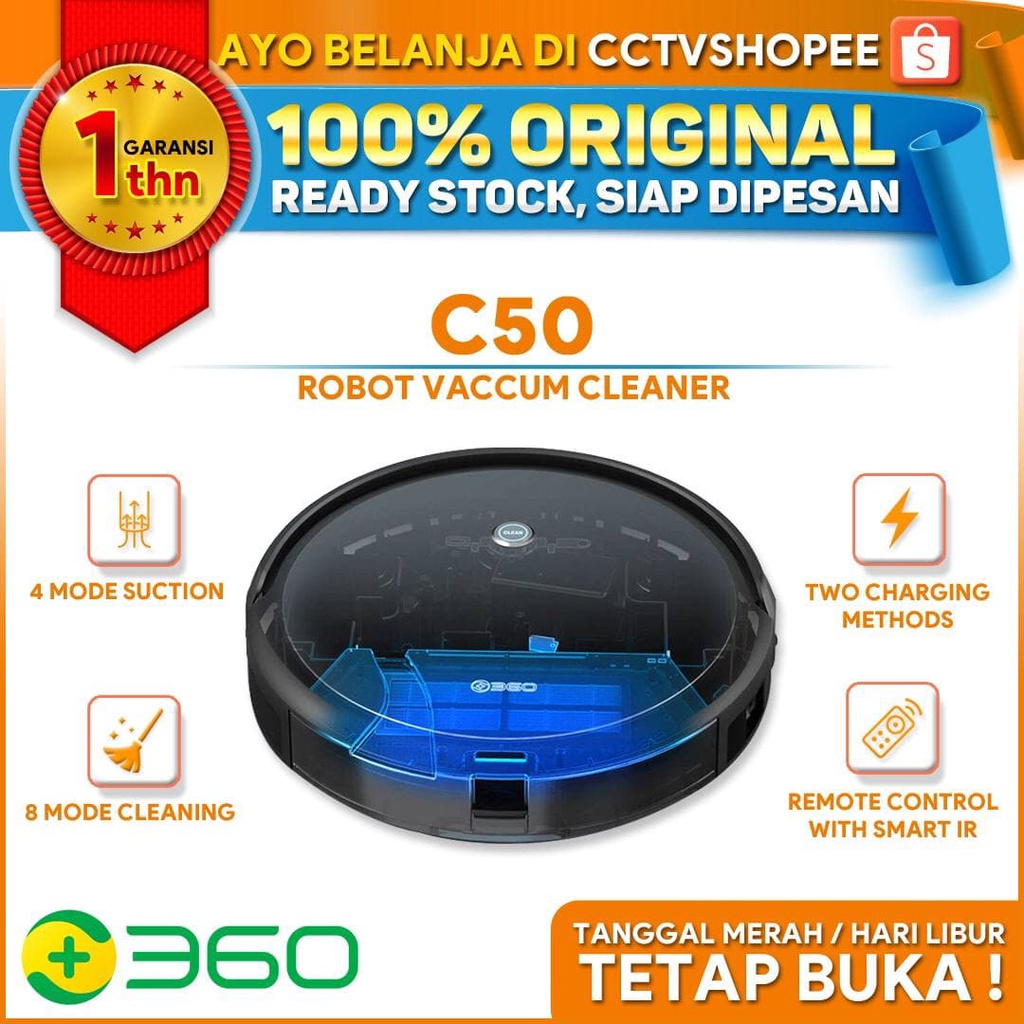 Jual 360 C50 Robot Vacuum Cleaner with IR Remote Control BERGARANSI ...