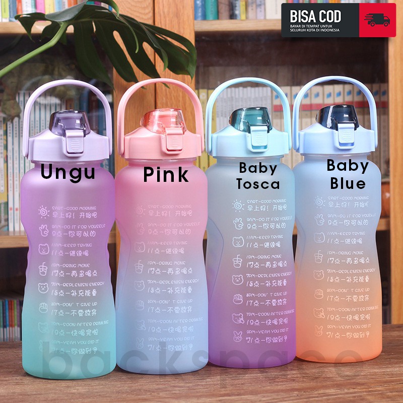 Jual Botol Minum 2 Liter Viral Botol 2000ml Pelangi Motivasi Penanda ...