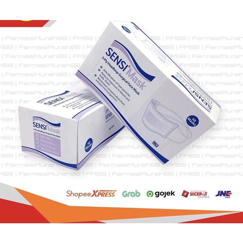 Jual Masker Sensi Headloop Surgical Isi 50 PCS Masker Hijab | Shopee ...